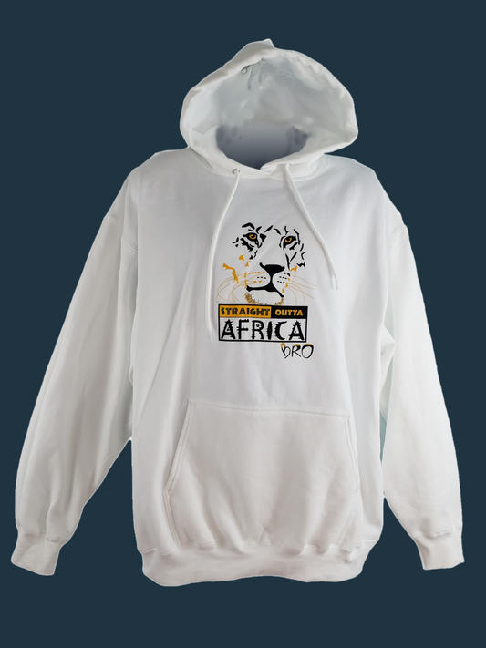 Unisex white Big Cat Straight out of Africa Bro Hoodie sweatshirt